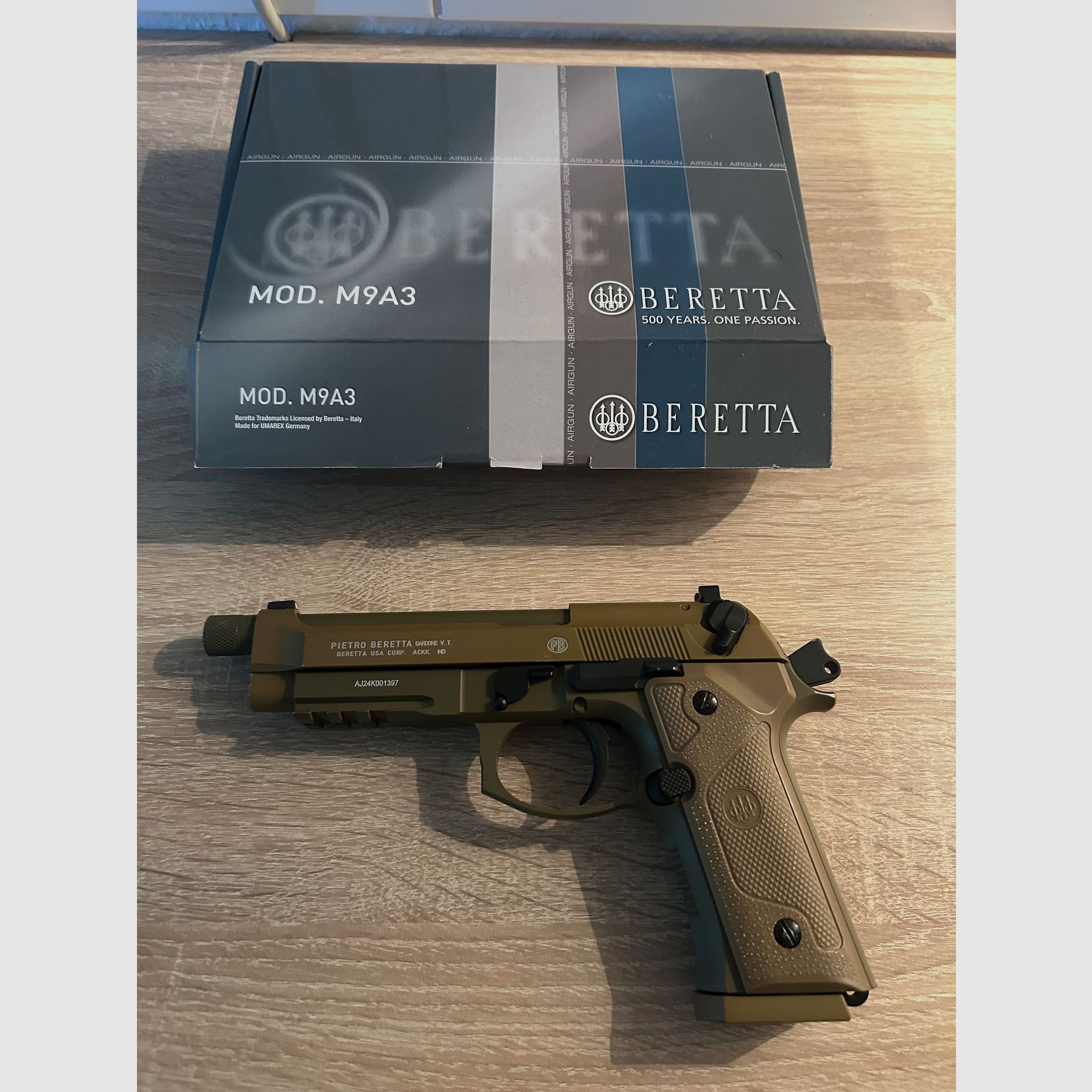 Beretta M9 A3 CO2 pistola de aire comprimido de metal completo Cal. 4,5 mm BB FDE