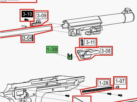 Laufaufnahmedichtung fĂĽr CO2 Pistole Walther P38 Kaliber 4,5 mm, Ersatzteil