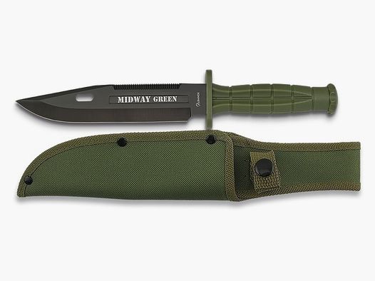Einsatzmesser Widway Green Sägerücken-Klinge mit Nylonscheide