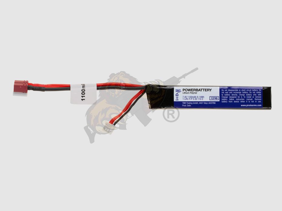 LiPo 7.4V 1100mAh 20C Stock Tube Type T-Plug