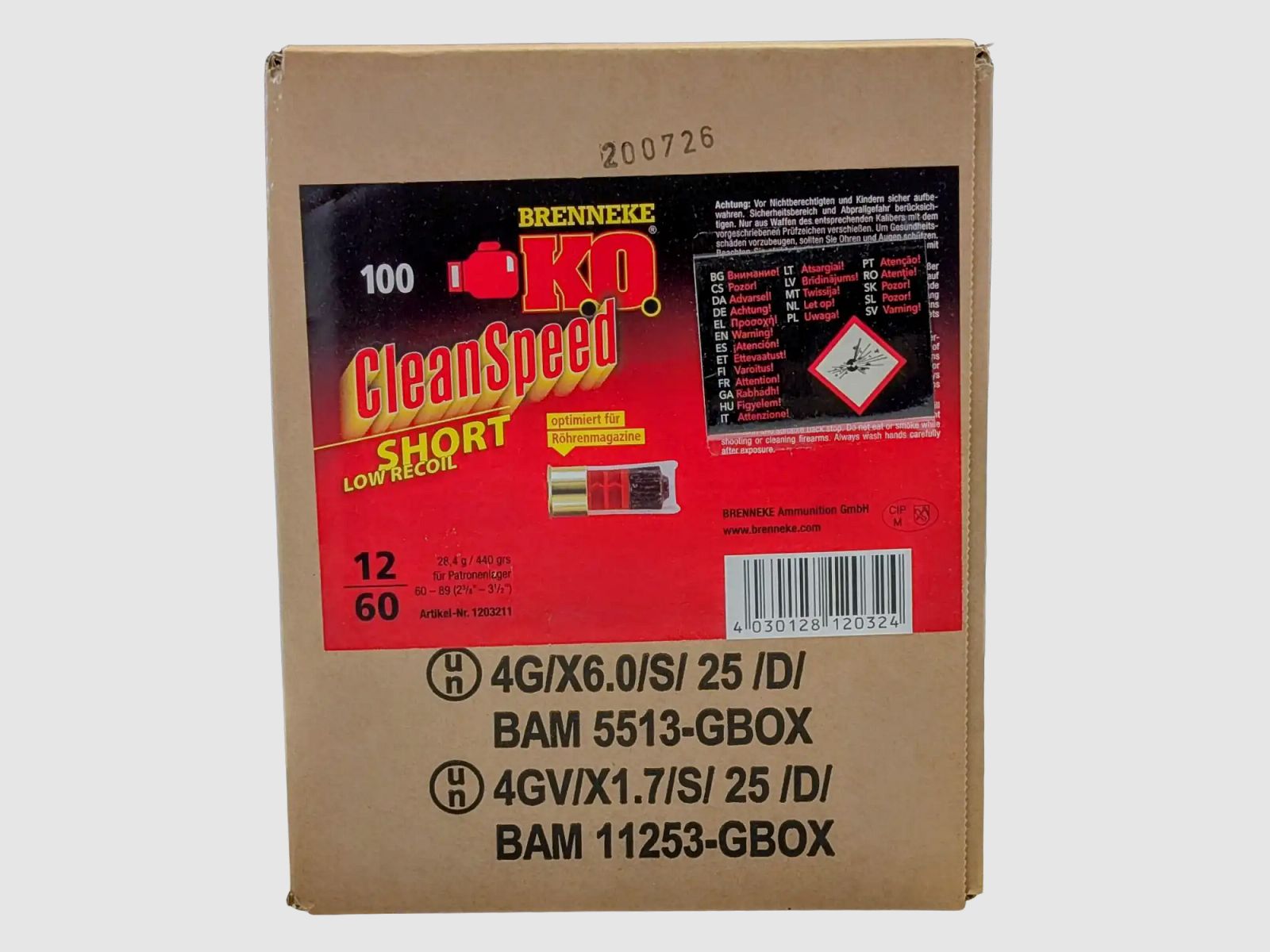 Brenneke K.O. Clean Speed Short Kaliber 12/60 100-Schuss