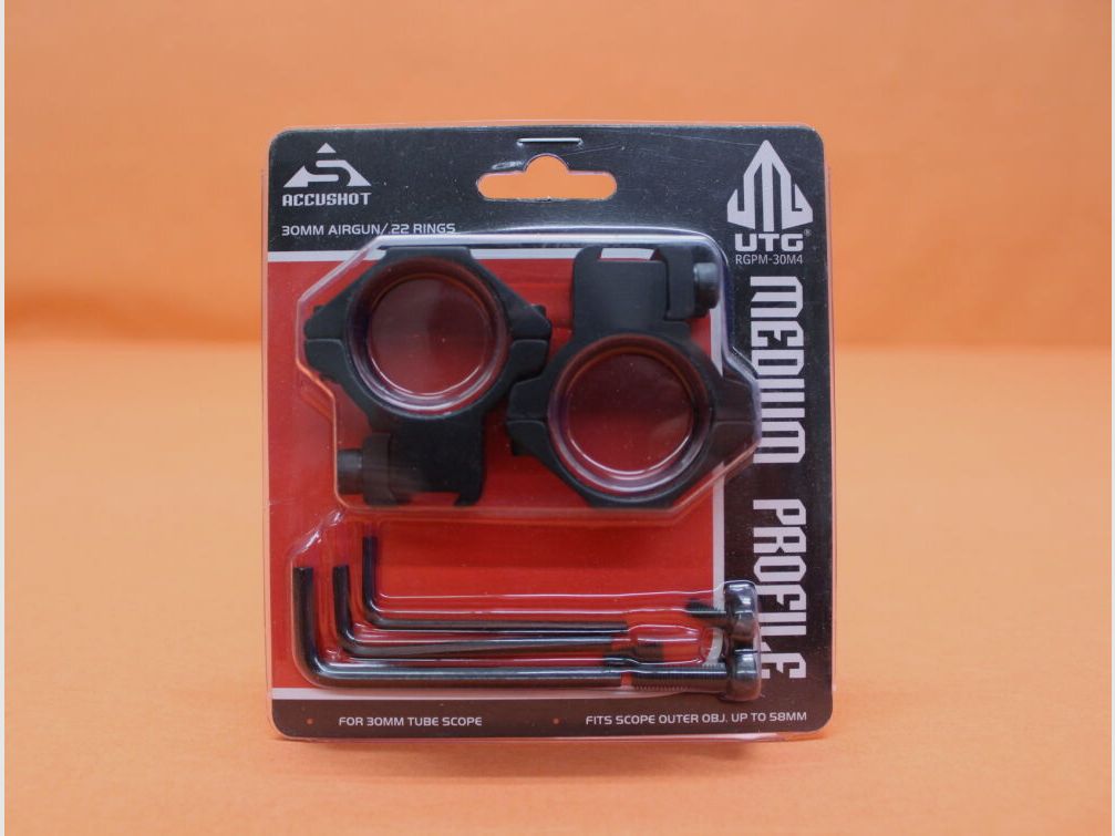 UTG - Leapers UTG Accushot anneaux de montage 30mm moyens (RGPM-30M4) aluminium noir mat pour rail prismatique 11-13mm BH=14mm