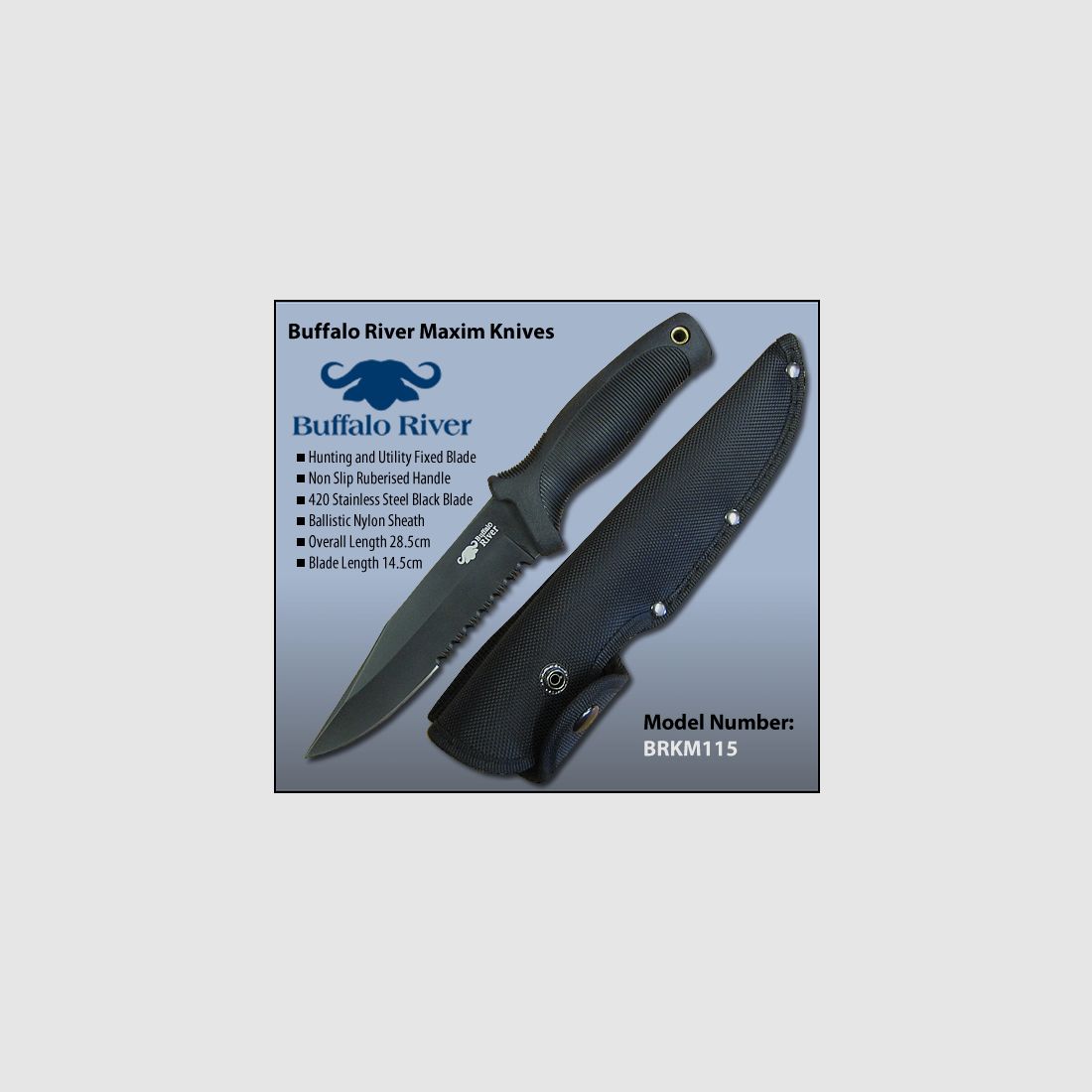 Buffalo River Hunting Knife BRKM-115 Black Titanium