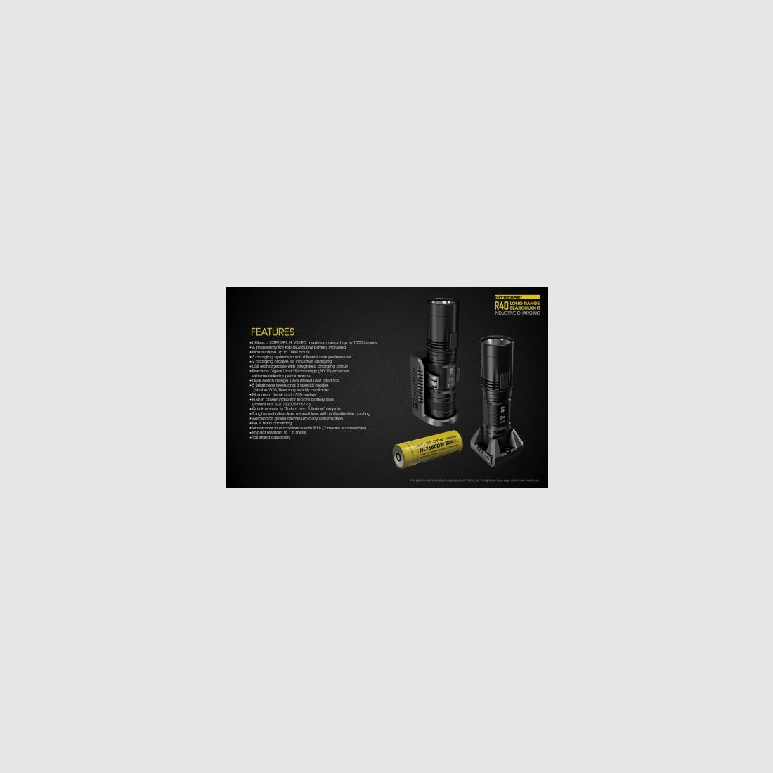 Nitecore R40 flashlight with charging station, 1000 lumens, image 29 of 30
