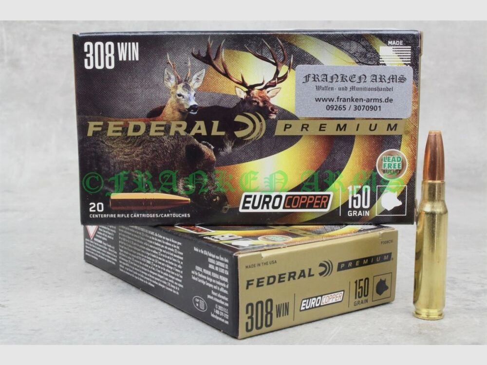 Federal Premium .308 Win. Euro Copper 150gr. 9,7g 20 Stück Staffelpreise
