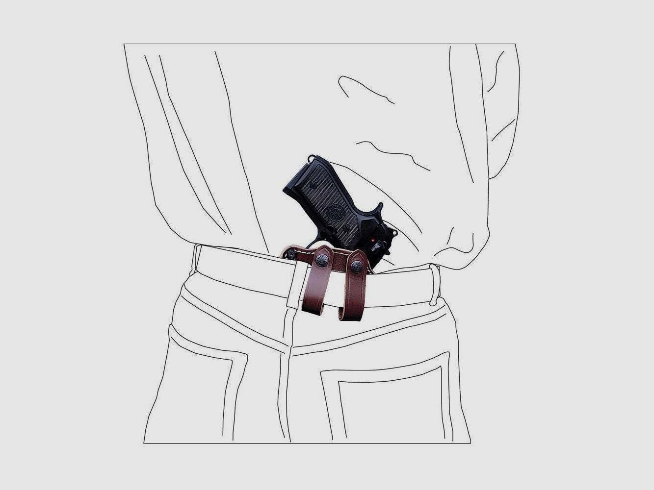 Innenholster mit Gürtelschlaufen Beretta 92/96/98/Brigadier, Taurus PT92/99/100/101, Zoraki 918 Rechtshänder