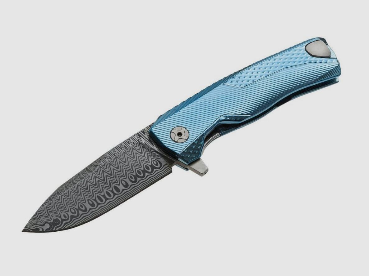 LIONSTEEL - Nóż składany ROK Damast Blue