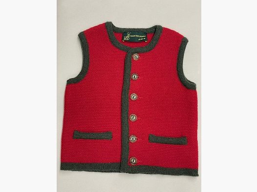 Kinder Strickweste Merinowolle in Rot/Grün