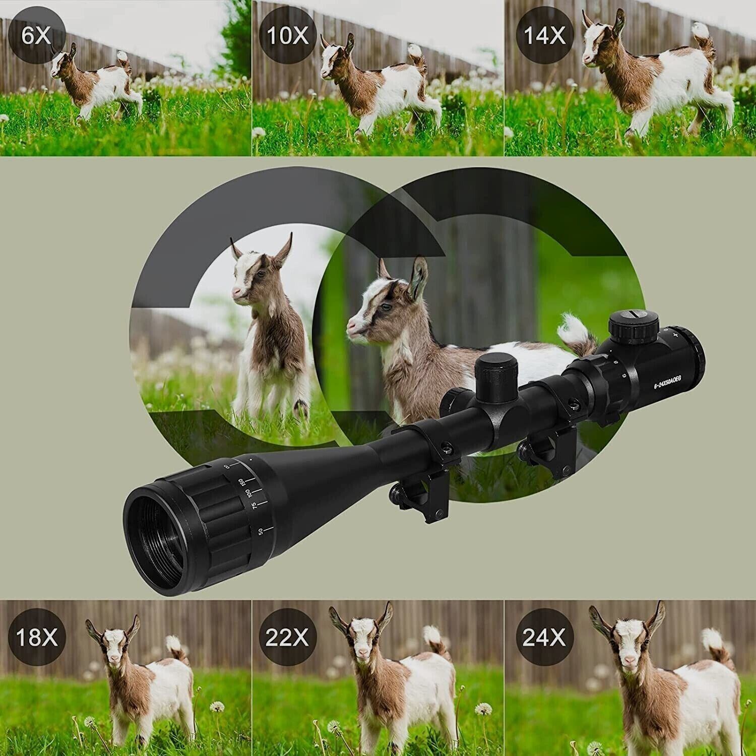6-24x50 Gewehrzielfernrohre inkl. 11mm,Rot&Grün,für Jagd Softair und Sport