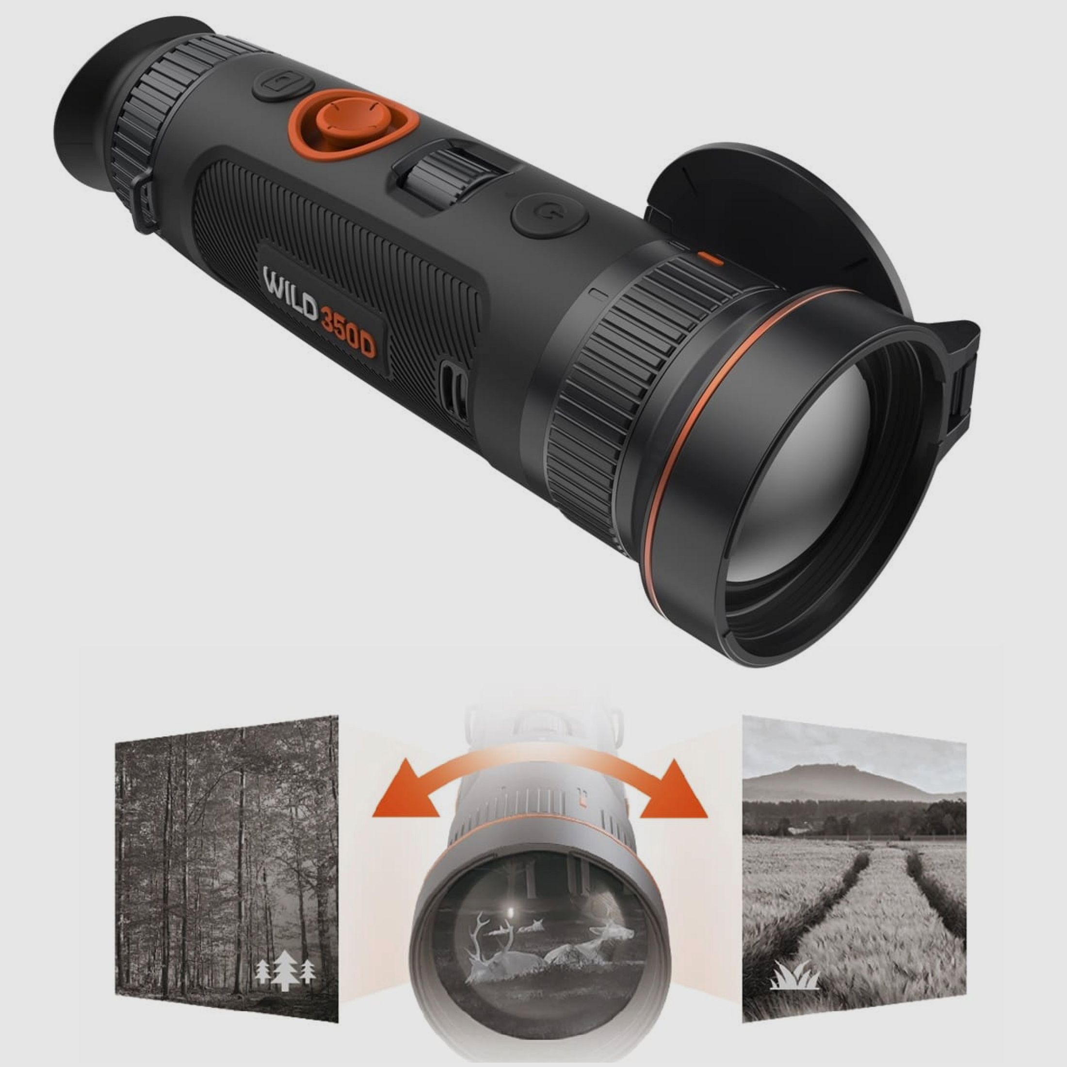 ThermTec WILD 350 D 25mm 50mm lente 384 x 288 pixel 18,4 m 9,3 m campo visivo