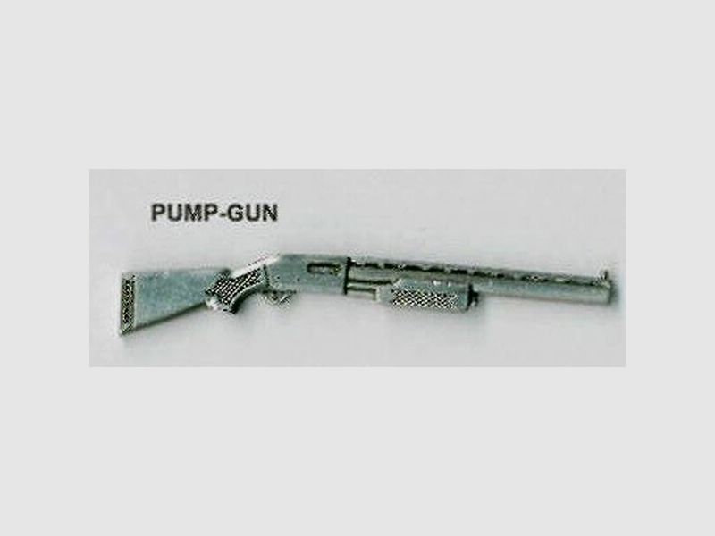 Pump-Gun als Metall-Anstecker