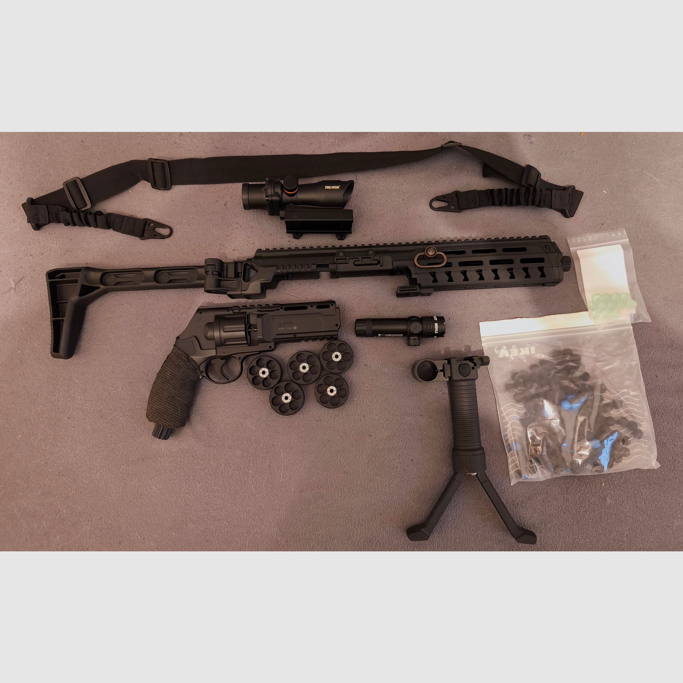 Tactical kit for Umarex TR 50 conversion kit + HDR 50 + red dot + barrel grip with foldable bipod RAM Homedefence