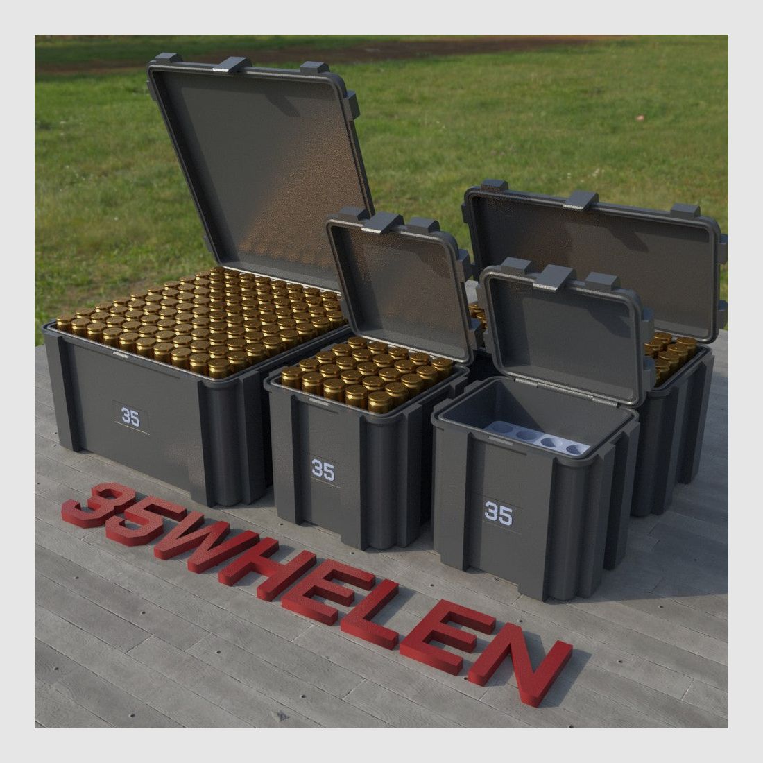 Filamelt Munitionsbox / Ammo Box .35 Whelen – Patronenbox ‘Klappdeckel’ – 20 / 25 / 50 / 100 Runden