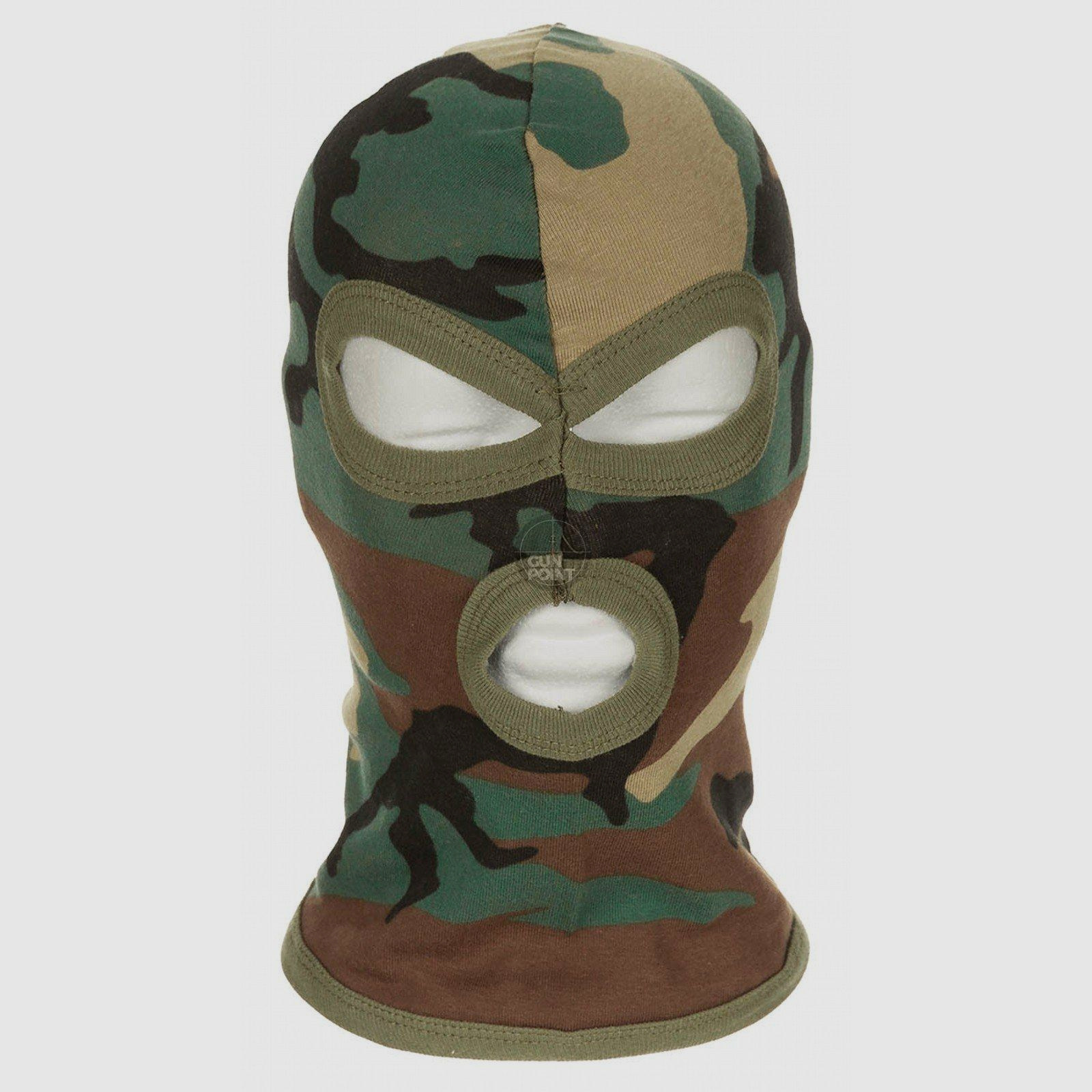 Balaclava, 3-hole, dnn, woodland, 100% cotton