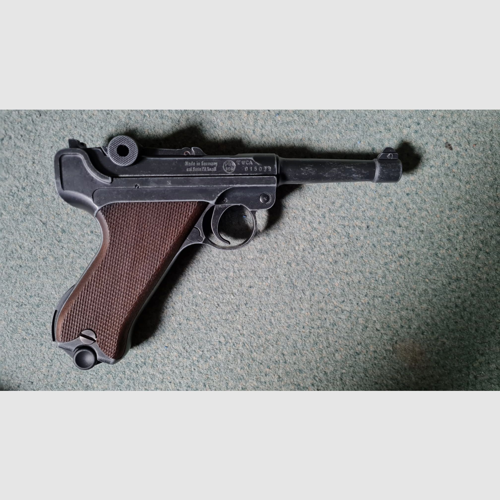 ME Model P08 Parabellum blank firing pistol 9 mm P.A.K. antique finish