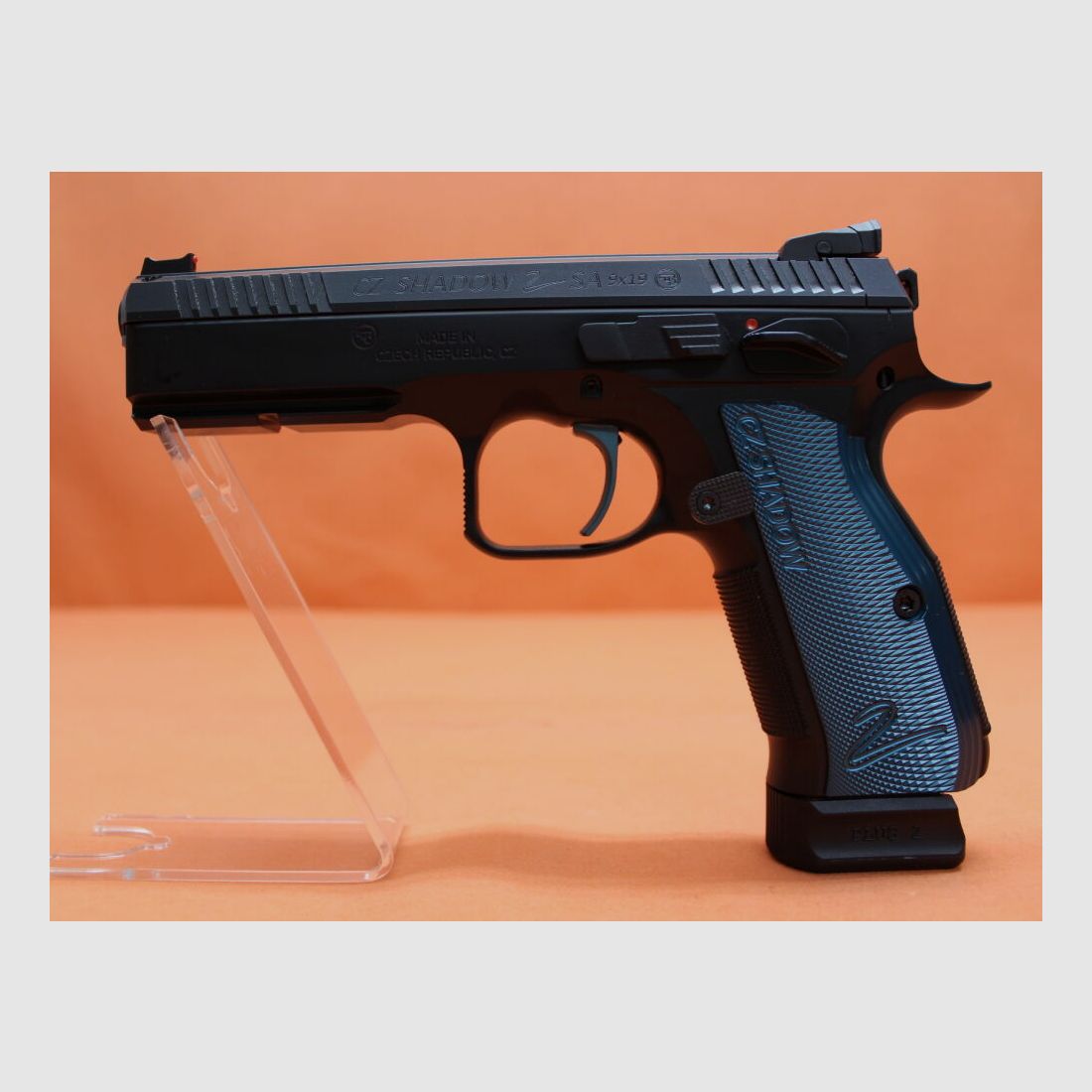 CZUB Ha.Pistol 9mm Luger CZUB SHADOW2 Black Poly SA Trigger/Fiber Optic Sight/3 Magazines (9mm Para/9x19) CZ75