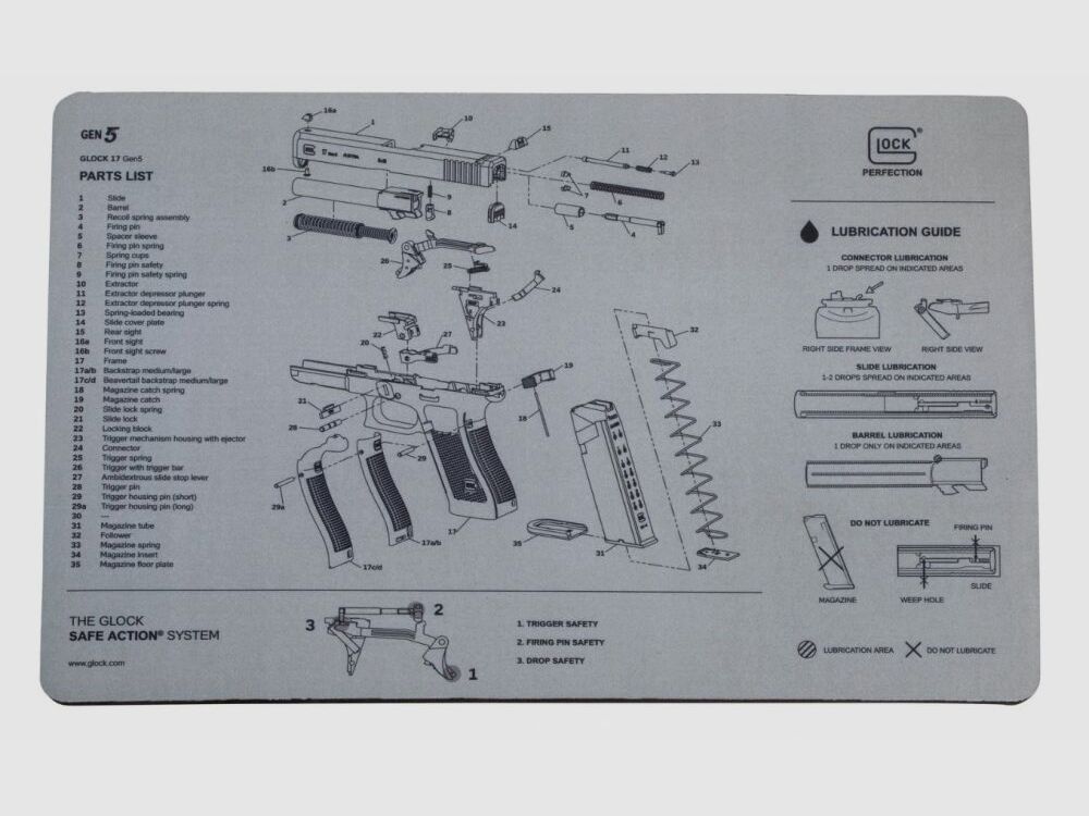 Glock	 Auflagematte / Reinigungsmatte / Waffenunterlage (vgl. TEKMAT)