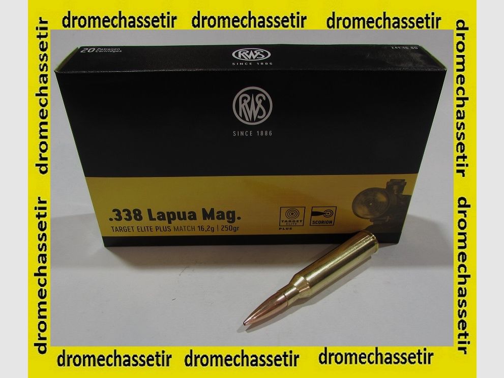 Box mit 20 Patronen .338 Lapua Magnum TARGET ELITE PLUS 250 GRS