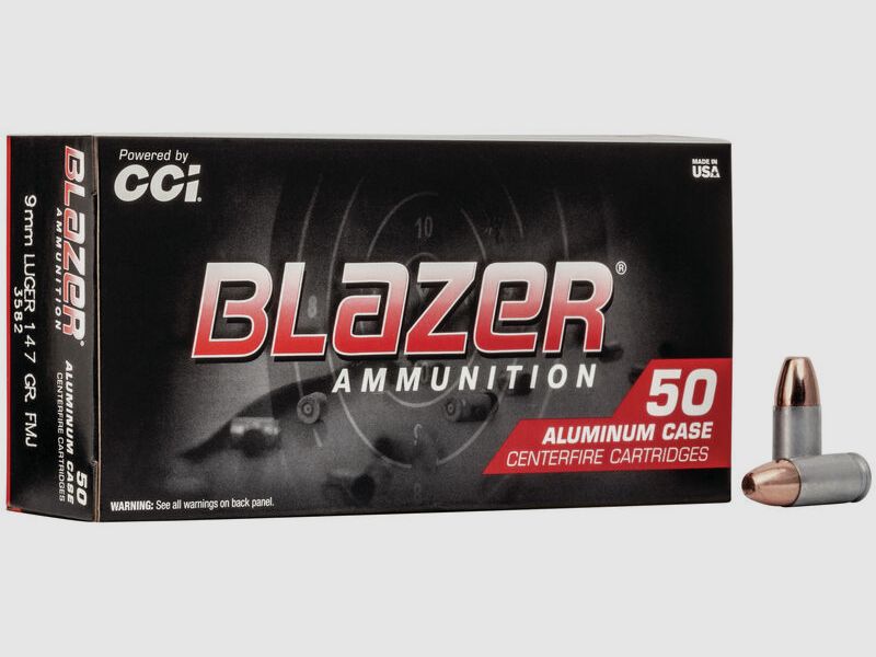 CCI Blazer Aluminum 9mm Luger 147GR TMJ 50 cartridges