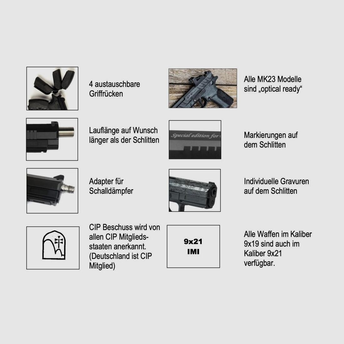 Grand Power Q100 MK23 NEU auf Lager, Drehlaufverschluss!! 9mmLuger inkl. MOS / OR