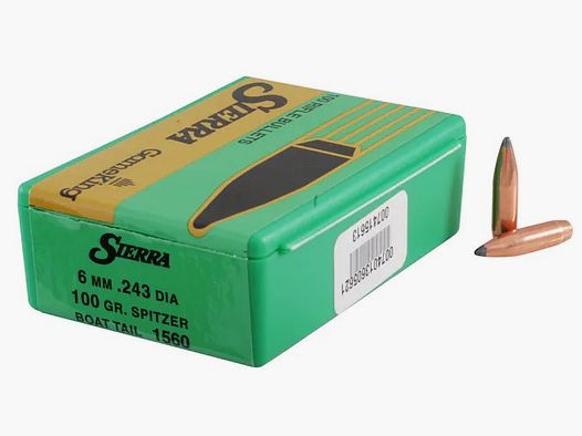 Proiettile Sierra 6mm/.243 100GR SBT 100 pezzi