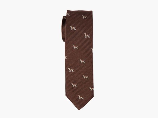 Silk tie in brown with hunting dog