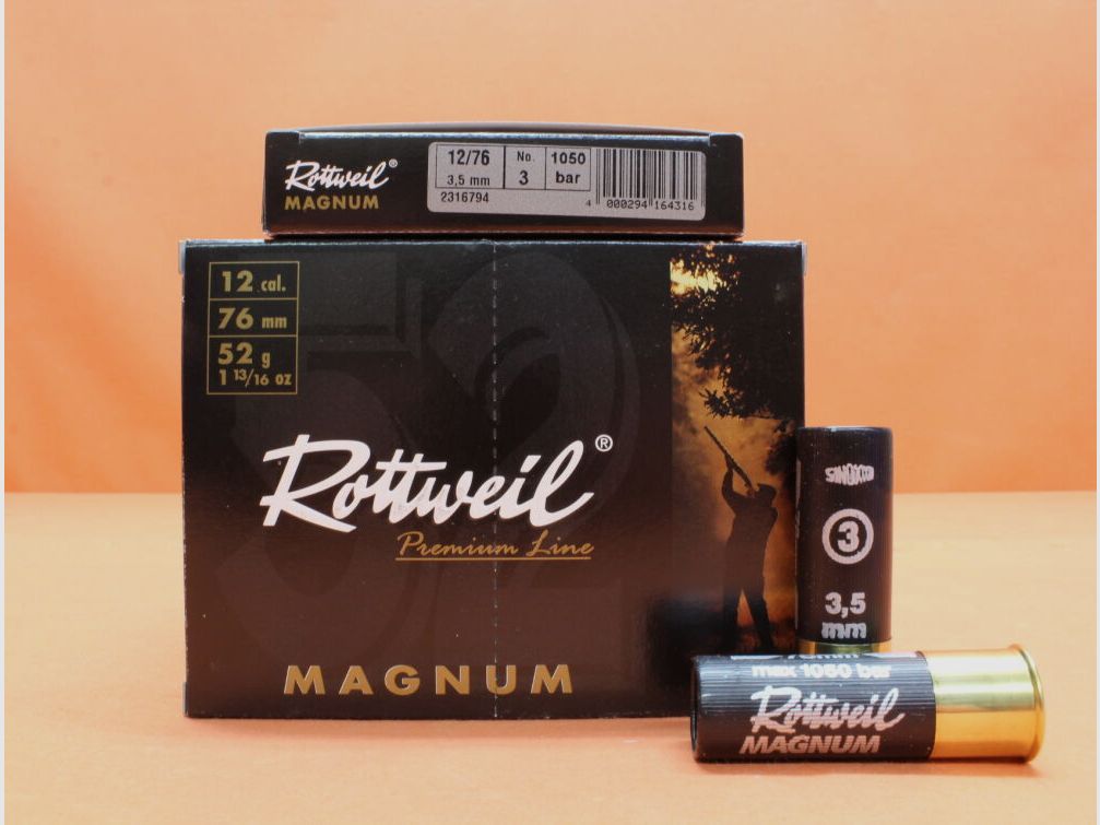 Rottweil Patrone 12/76 Rottweil 52g 3,5mm/ No.3 (2316794) VE 10 Patronen (Magnum Premium Line)