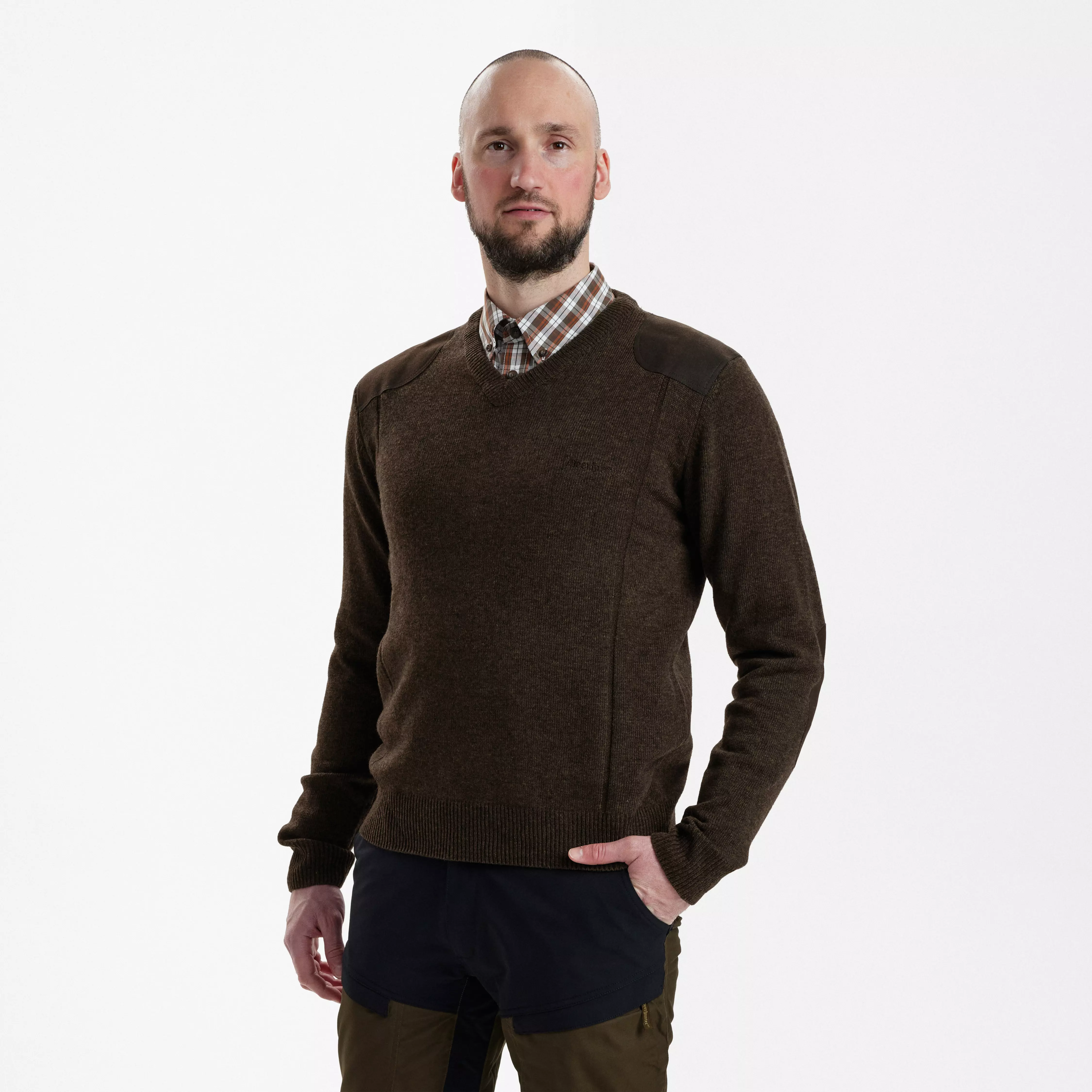 Sheffield pull à col en V - Dark Elm