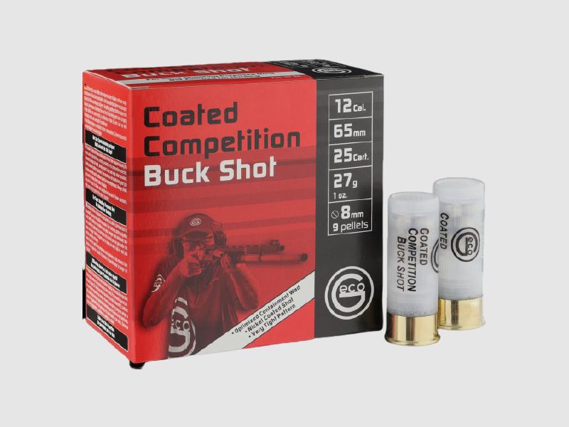 GECO COATED COMPETITION BUCK SHOT - 12/65 - 8MM - 25 PIECES
