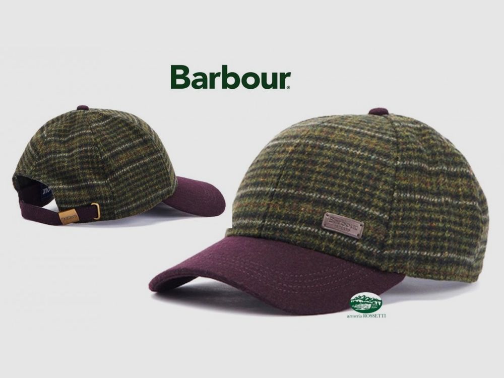 BARBOUR Kapelusz Clyde z zielonej wełny w kratę