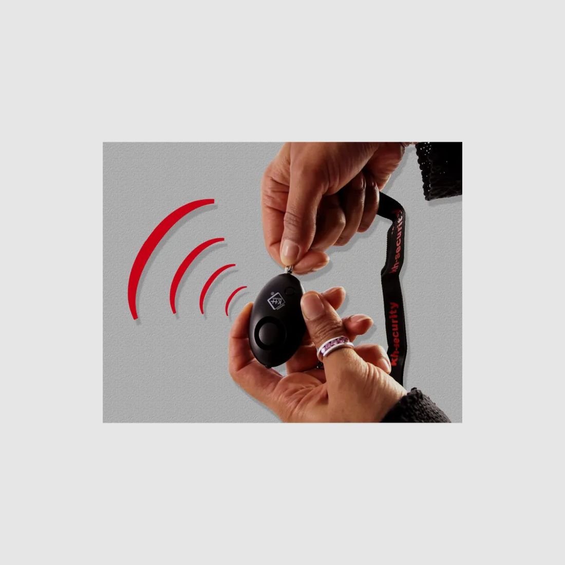 Sleutelalarm in zwart - incl. LED-licht + schouderband