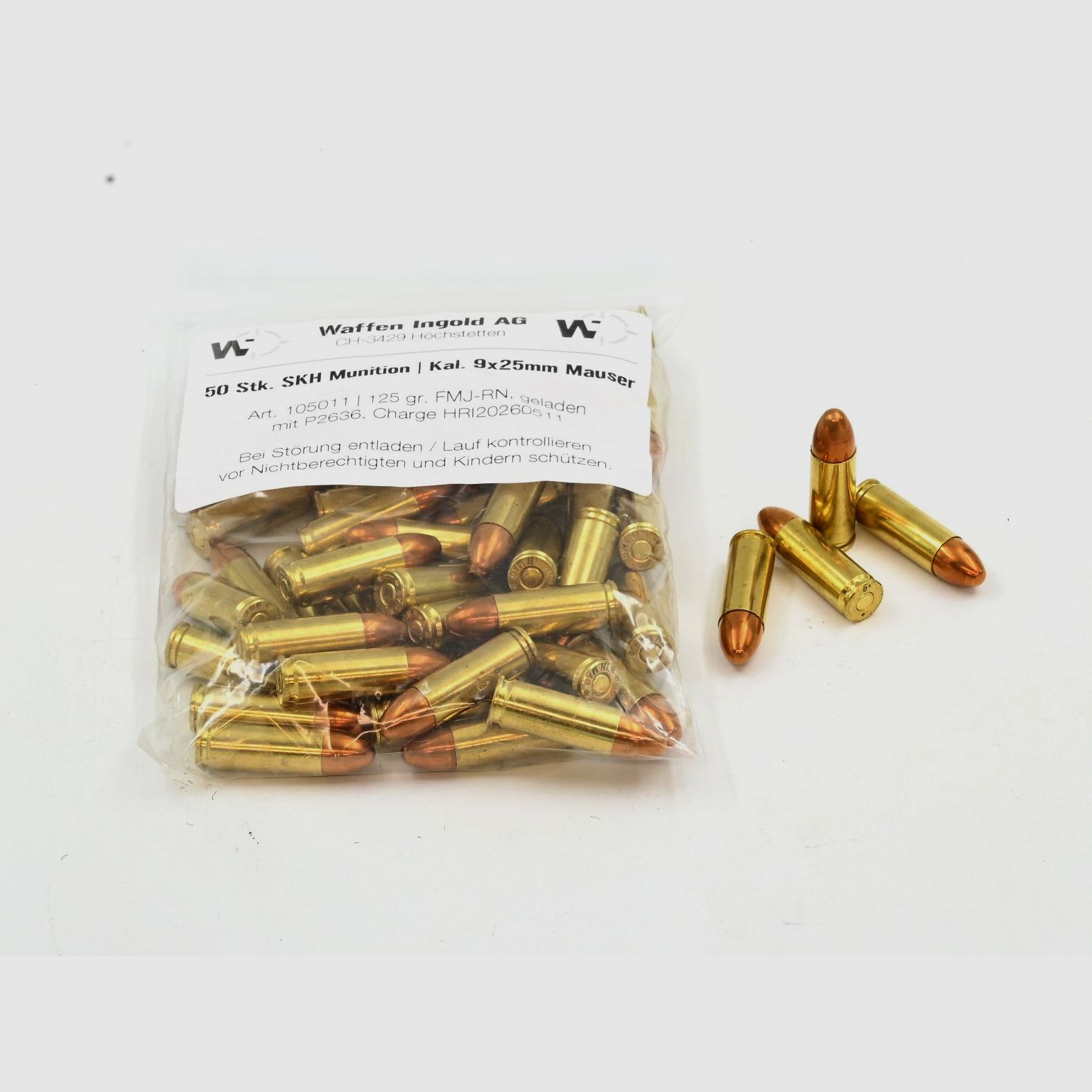 SKH, 9×25 mm Mauser, FMJ-RN, 125 gr., 50 pcs.