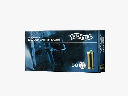 Carl-Walther 9mm P.A.K. blank cartridges 50-pack