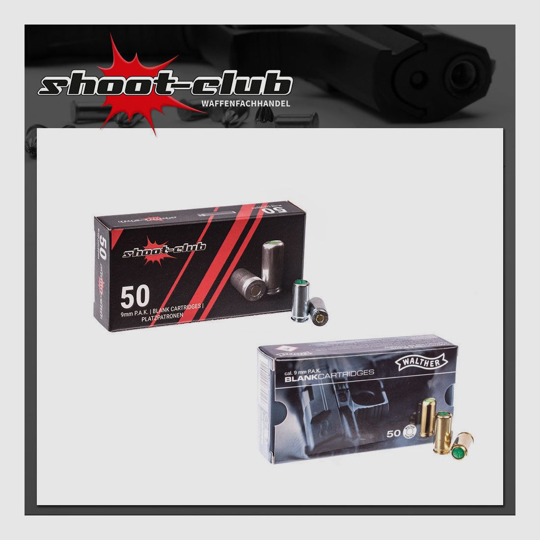 Platzpatronen shoot-club & Walther Platzpatronen 9mm - Set