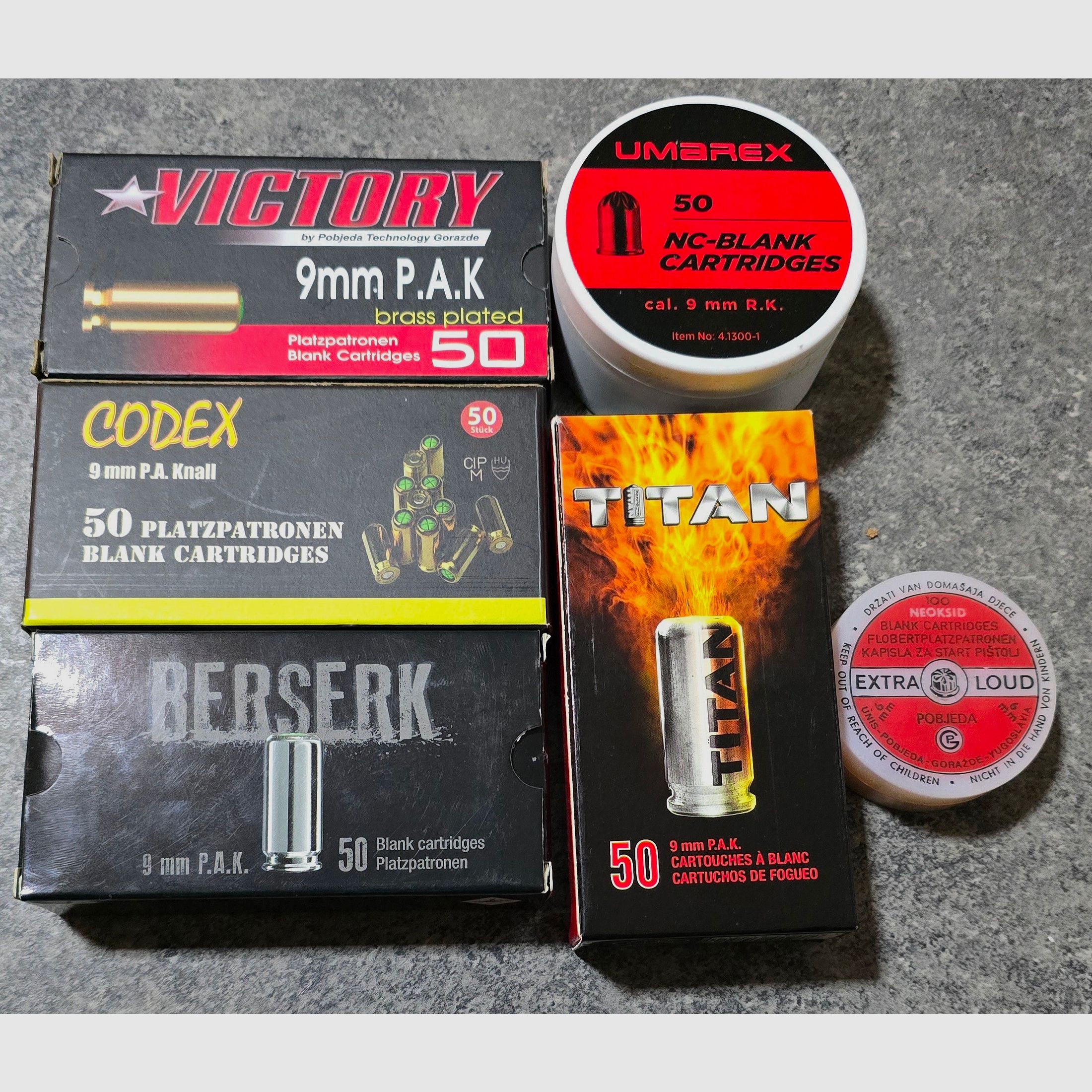 Platzpatronen 9mm PAK 9mm RK 6mm Flobert Victory Skullfire Berserk