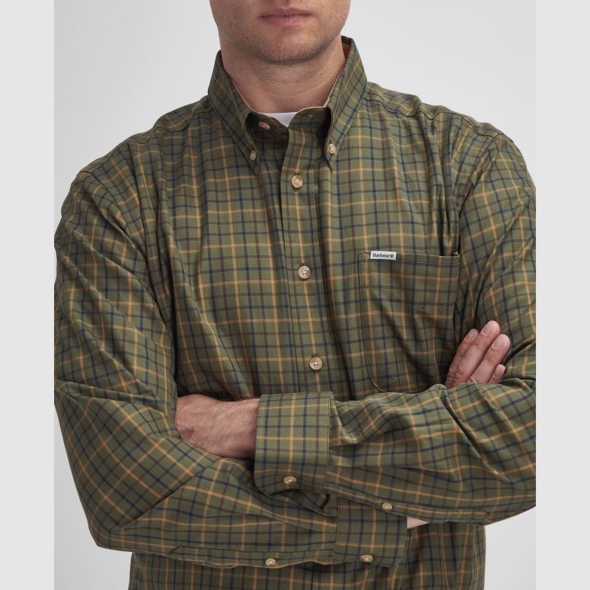 BARBOUR Overhemd Tattersall Mid Olive Comfort Fit