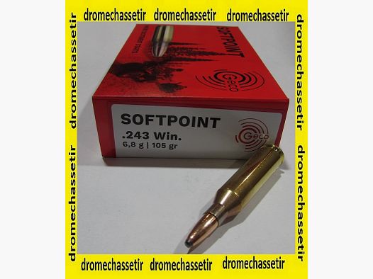 Box mit 20 Patronen Geco Soft Point 105 Grain Kaliber .243 Winchester
