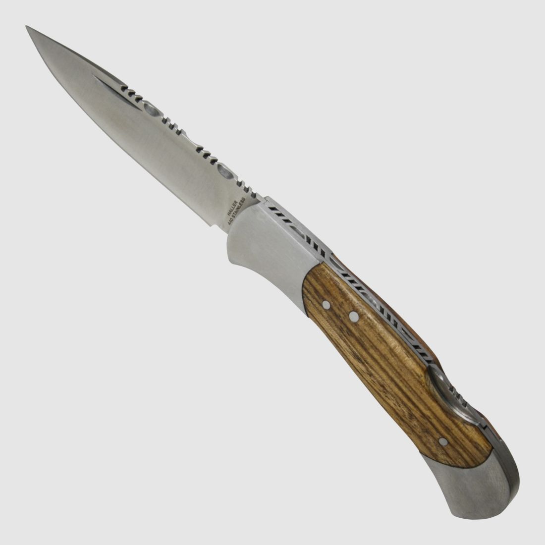 Steel back zebra wood folding knife 440rsf