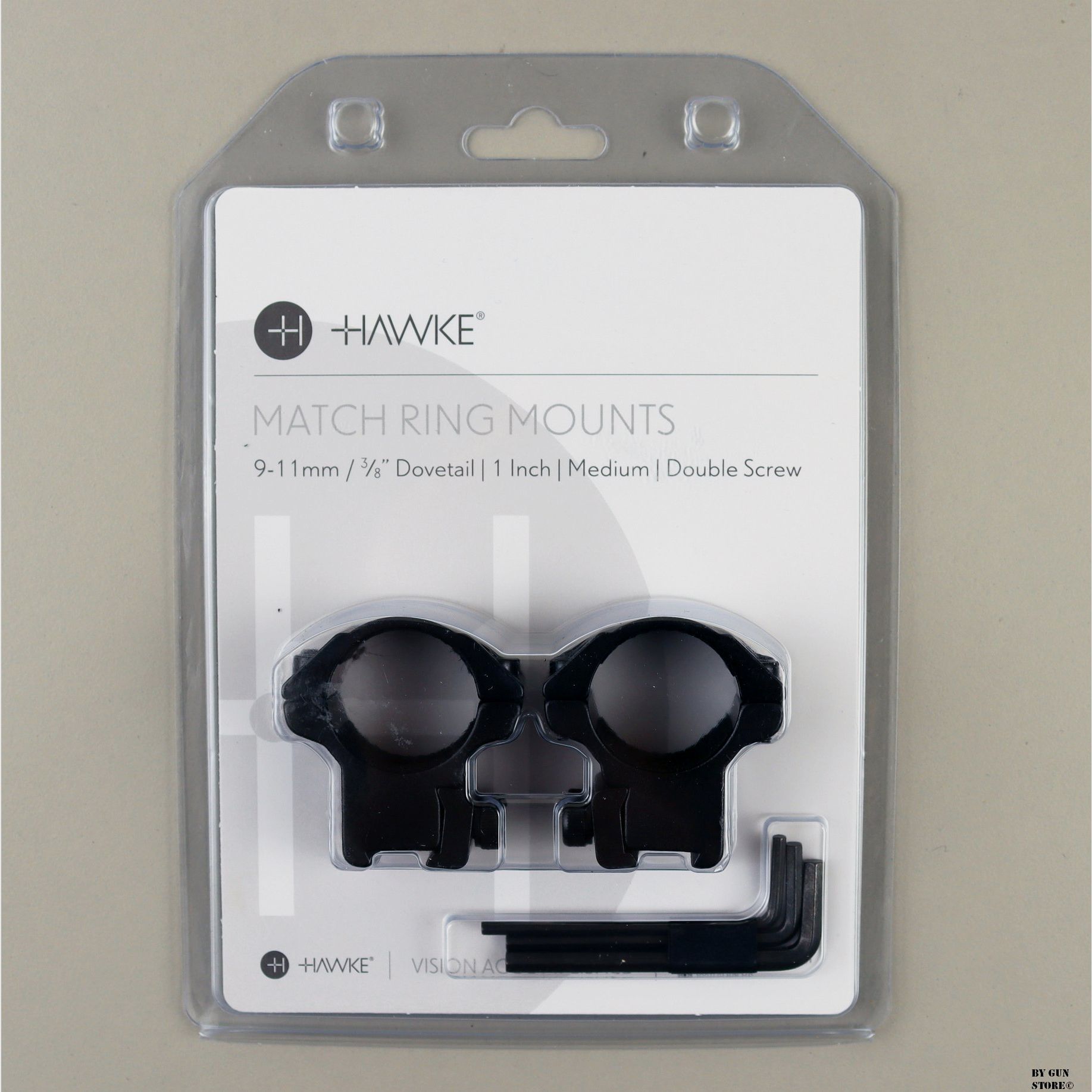 Soportes de Anillo Hawke 9-11 / 3/8 Dovetail / 1 pulgada / medio / doble tornillo, imagen 1 de 2