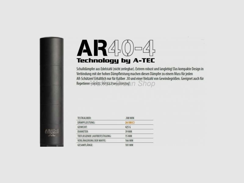 A-Tec AR 40-4 .30cal Schalldämpfer 1/2x28 UNF