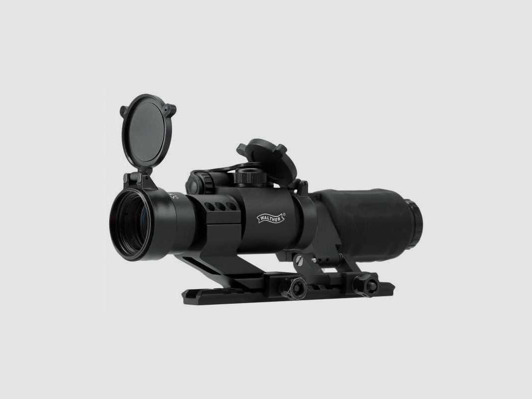 Umarex MPS 3 Magnifying Point Sight Magnifier-Leuchtpunkt-Kombi mit Montage Picatinny-Schiene