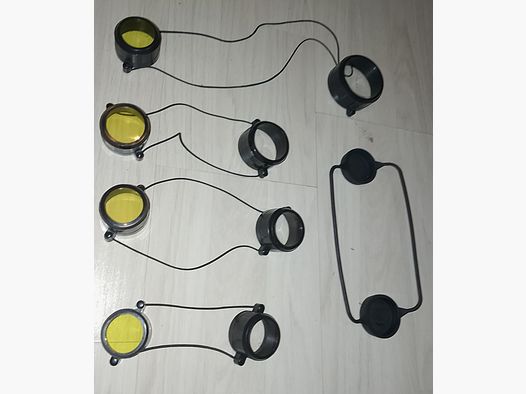5 x capuchons de protection jaune clair pour scope, bande élastique, capuchons pour jumelles, lunettes, capuchons anti-poussière, protection oculaire, transparent, comme neuf, tout caoutchouc
