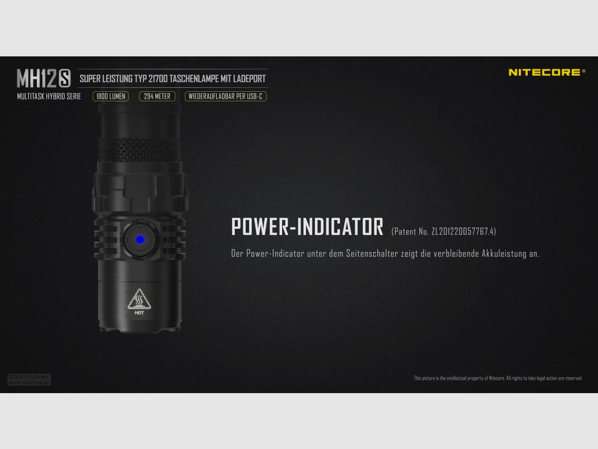 Nitecore MH12S Taschenlampe 1800 Lumen