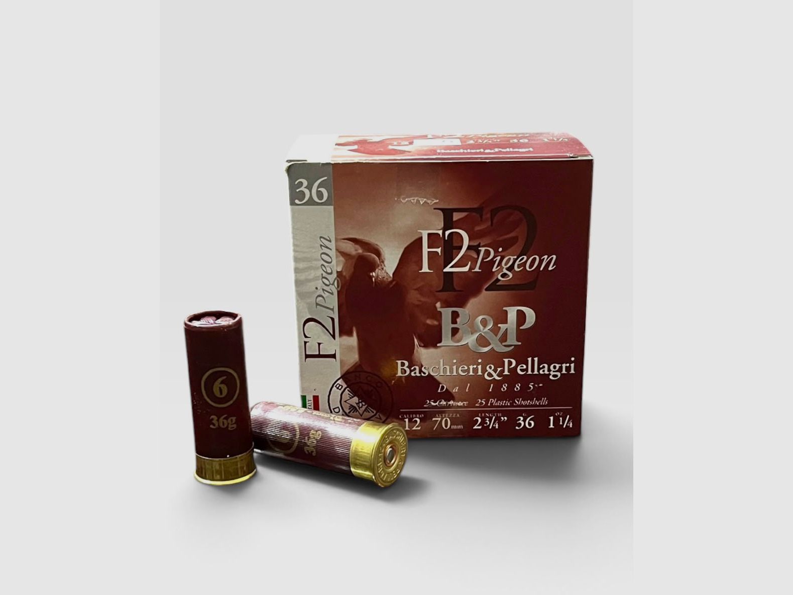 Patronen F2 Pigeon Baschieri&Pellagri kal. 12 36g, afbeelding 1 van 2
