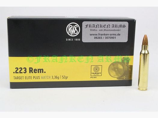 RWS Target Elite Plus .223 Rem. 52gr. 3,36g 20 Stück Staffelpreise