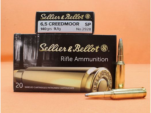 S&B/ Sellier&Bellot cartucce 6,5mm Creedmoor S&B/ Sellier&Bellot 140grs SP VE 20 cartucce/ 9,1g ogiva parziale