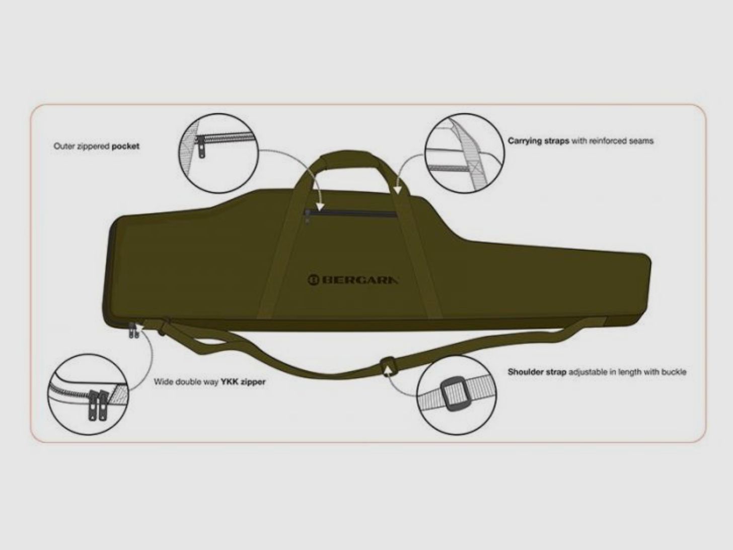 Bergara Futteral Langwaffenfutteral Grün Maße 125x15,6x30 cm