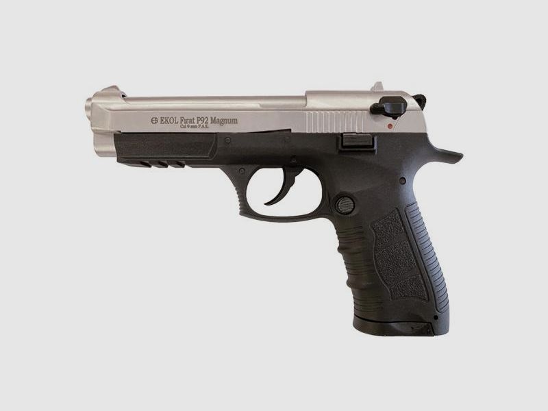 Ekol P92 Magnum NICKEL schreckschusspistool kaliber 9mm P.A.K.