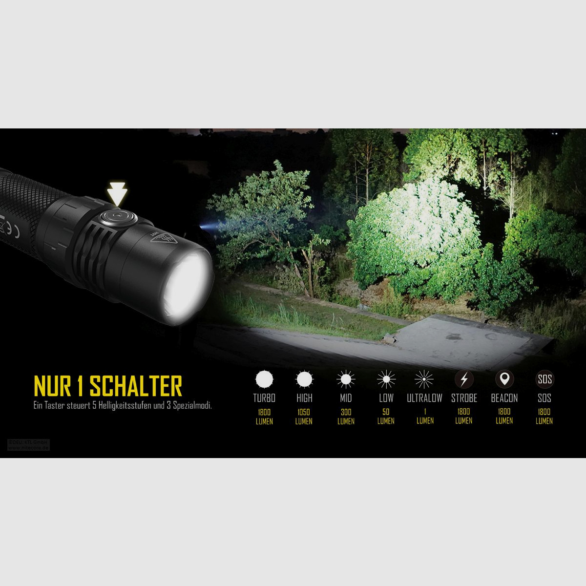 Nitecore MH10S Taschenlampe 1800 Lumen