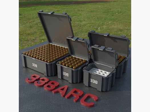 Filamelt Munitionsbox / Ammo Box .338 ARC – Patronenbox ‘Klappdeckel’ – 20 / 25 / 50 / 100 Runden